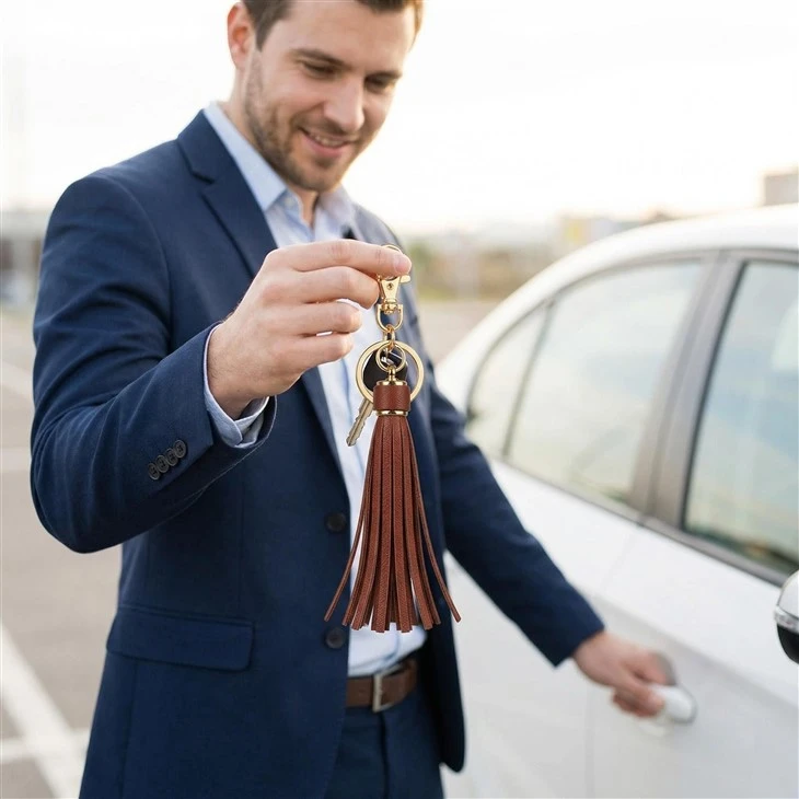 Leather Tassel Keychain price