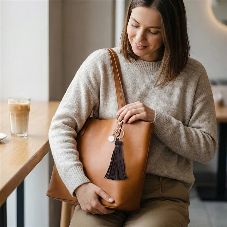 Leather Tassel Keychain high quality